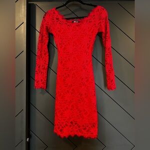 Jump Red Lace Long Sleeve Dress